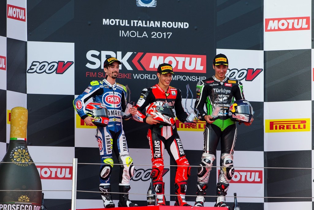 Doppia bandiera rossa ad Imola: Tamburini sul secondo gradino del podio.